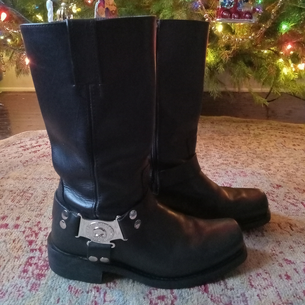 Harley Davidson leather square toed boots size 10 men's
